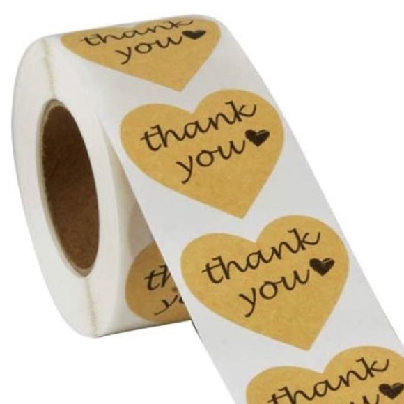 250- 1.5” Heart Shaped Brown Kraft Stickers - Picture 3 of 3